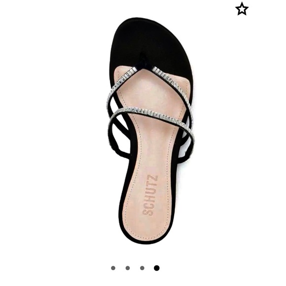 Schultz black satin & rhinestones sandals.